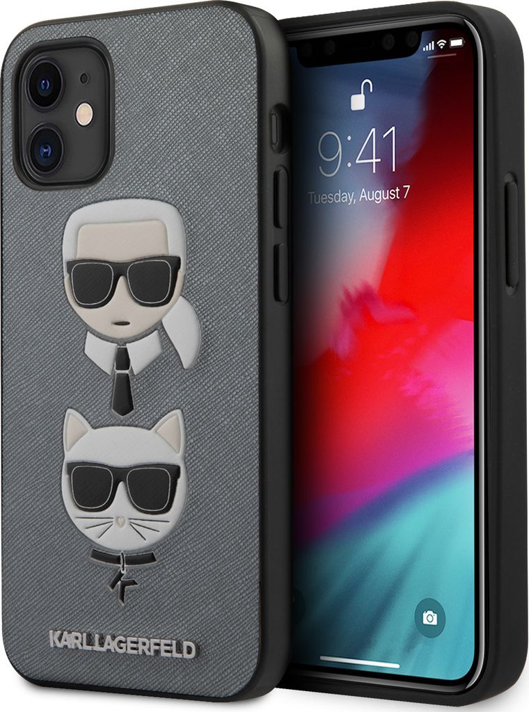 Karl Lagerfeld Apple iPhone 12 Mini Silver Back cover case - Saffiano Head