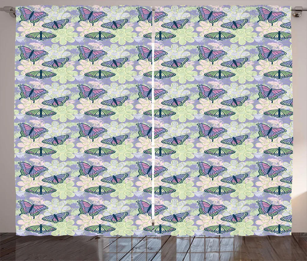 Rideaux Universels à Boucles et Crochets 280x225 cm Imprimé Floral