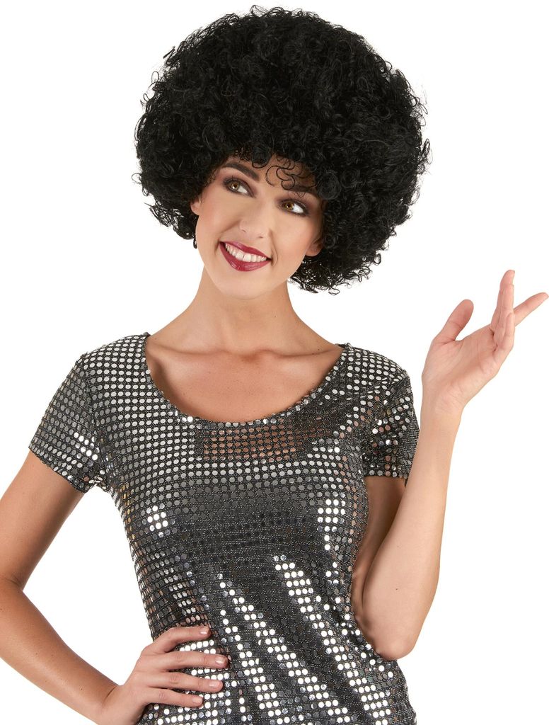 Bequeme schwarze Afro-Perücke für Erwachsene Produktbild 