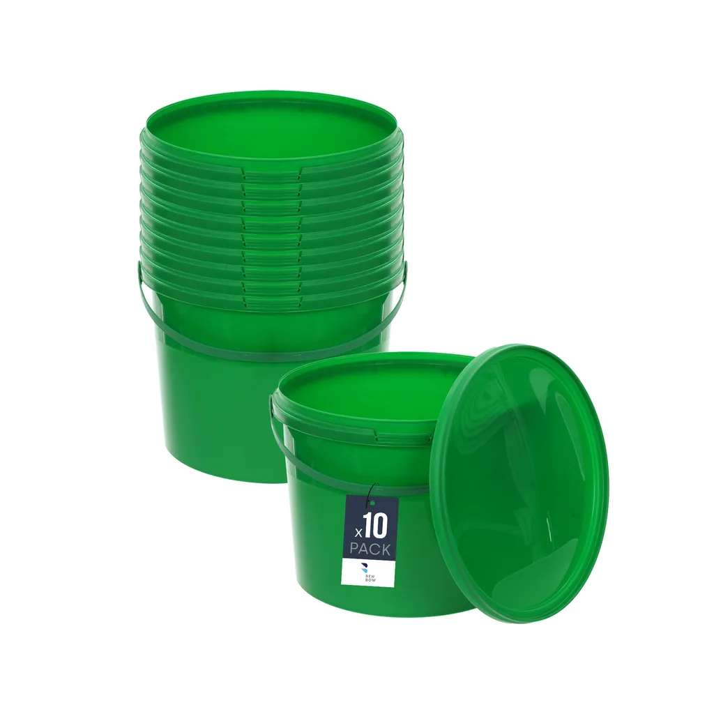BenBow 10L Secchio Alimentare in PP Verde: Certificato BRC - Confezione da 10