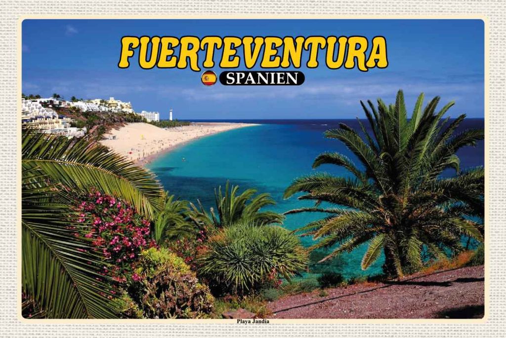 vianmo Holzschild 20x30 cm Fuerteventura Spanien Playa Jandia Meer Bildmotiv Reisemotiv Europa