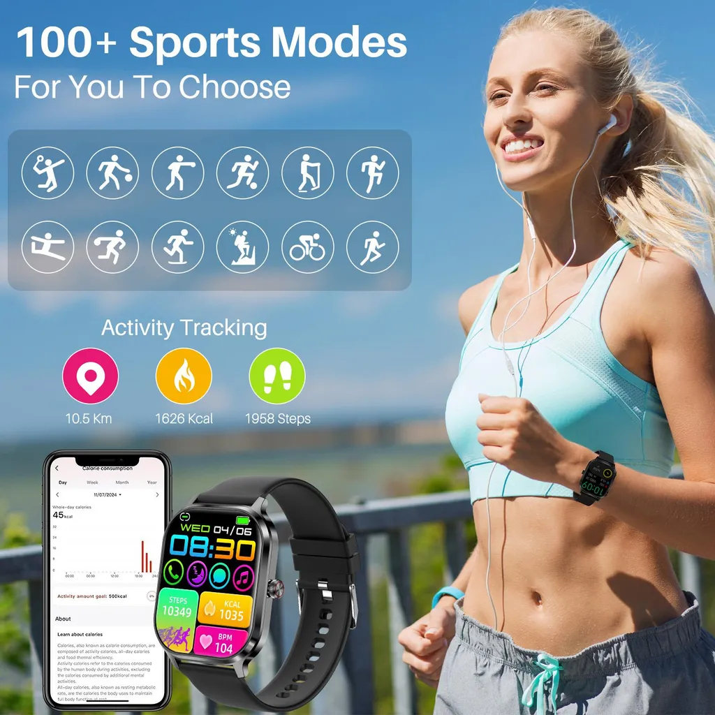 Montre Connectée Appel Bluetooth : Ne Manquez Plus Aucun Appel en Sport - 11