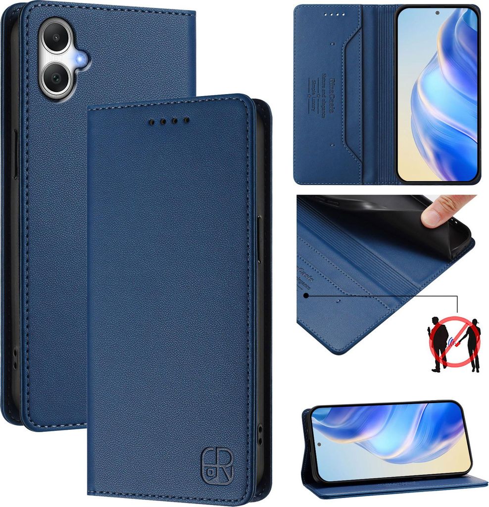 Lederhülle für Samsung Galaxy A07 Hülle Flip Brieftasche Kartenfächern Ständer Schutzhülle Blau