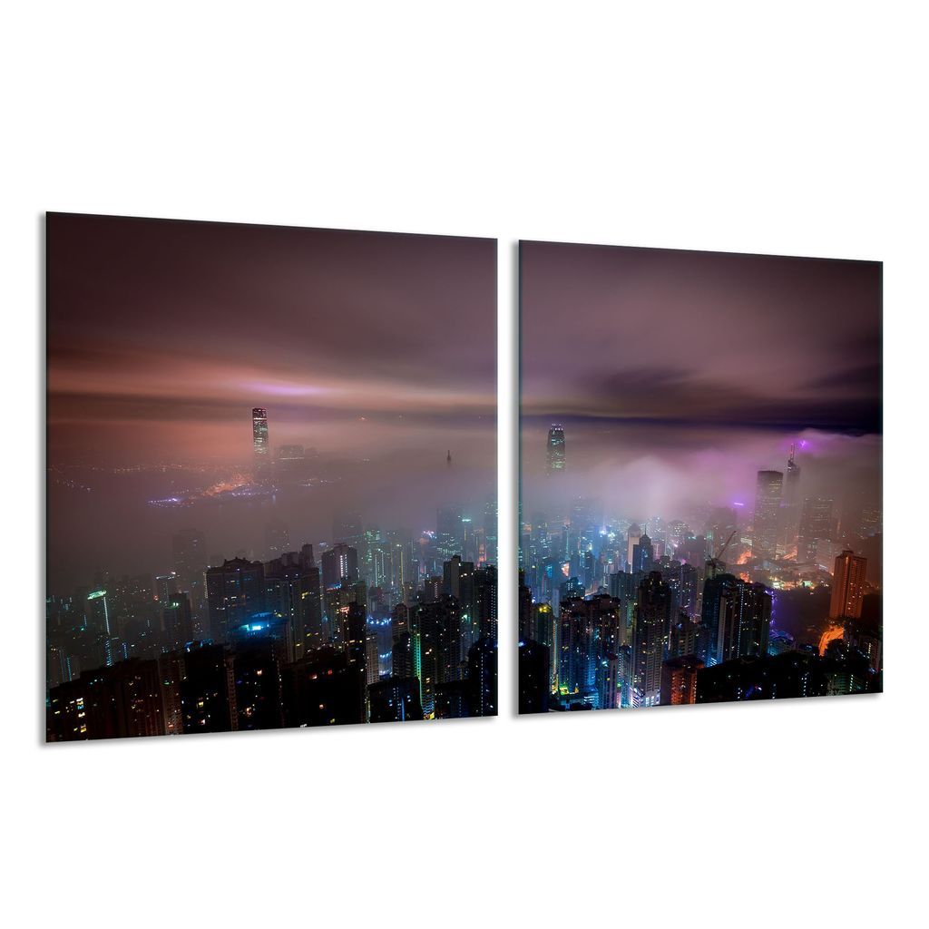 Herdabdeckplatte Ceran 2-Teilig 2x40x52 Stadt Violett Abdeckung Spritzschutz