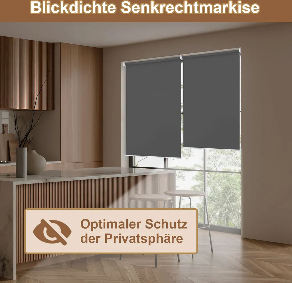 Home Trends Tenda Da Sole Verticale 140x250 Cm Antracite – Con Manovella, Telo In Acrilico E Telaio Alluminio Per Balcone E Terrazzo - 3