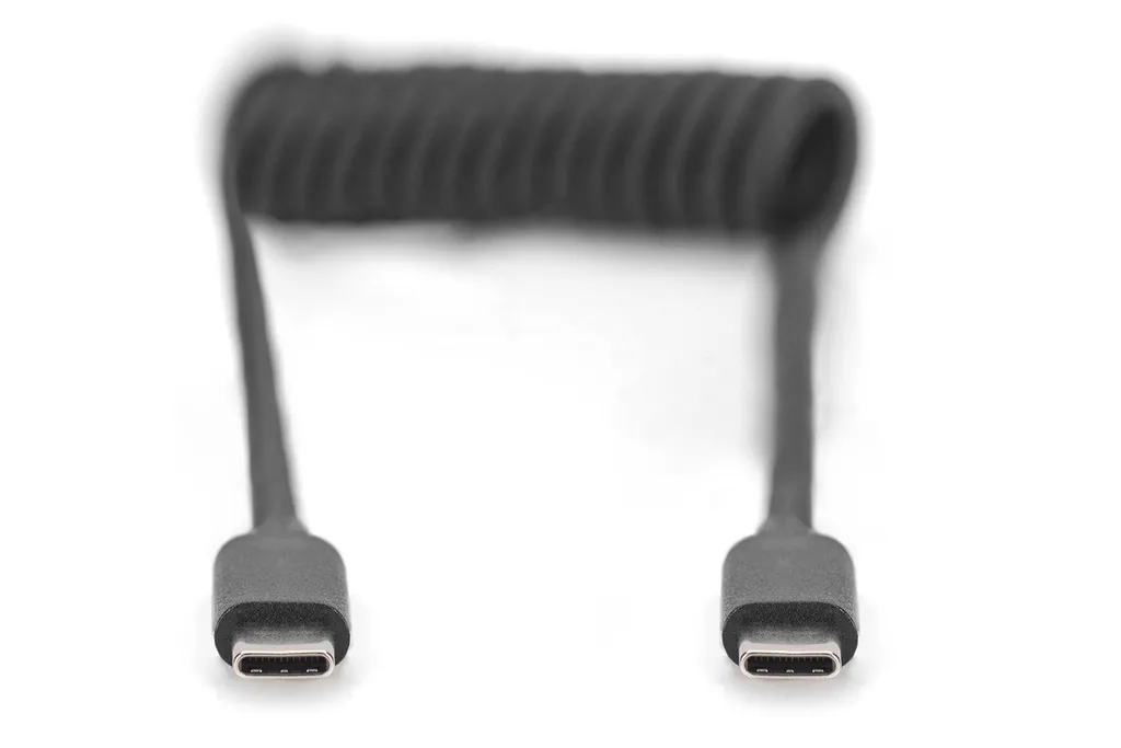 Cavo DIGITUS USB-C a USB-C Coiled 1 metro - Ricarica Rapida PD 60W - 2