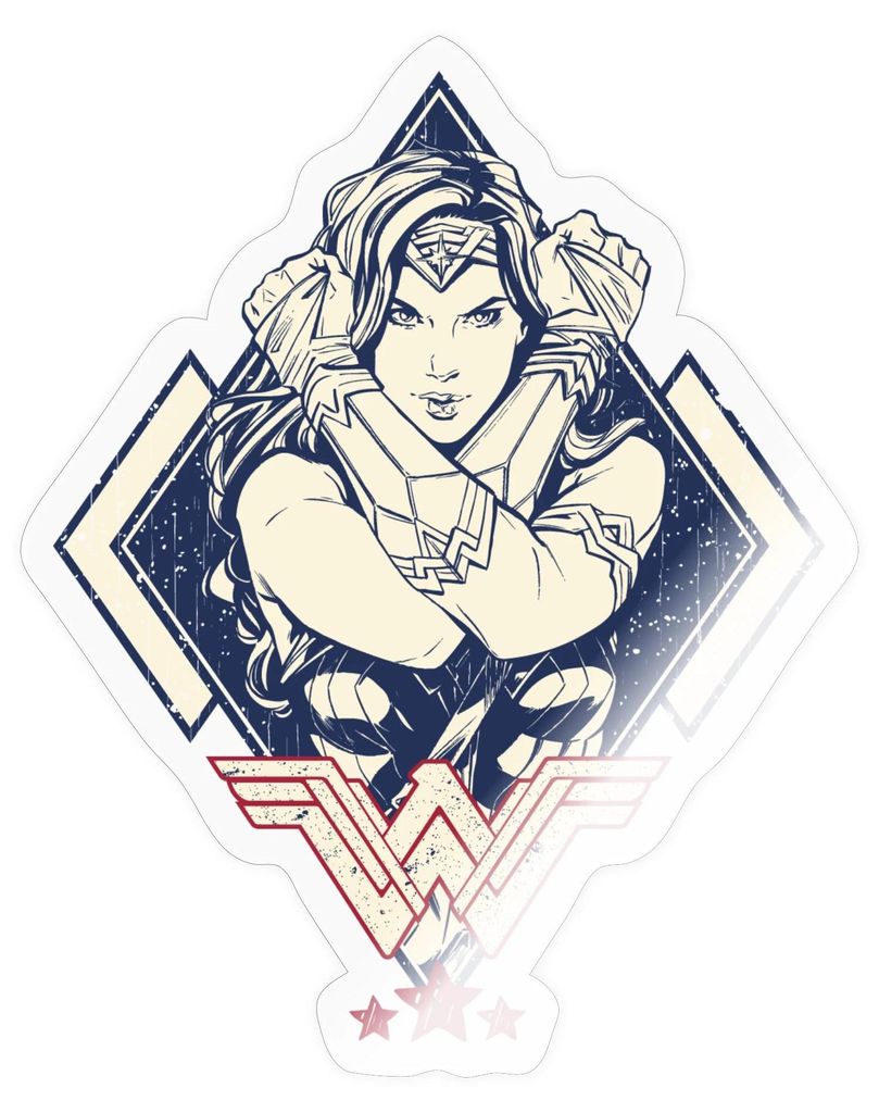 Spreadshirt Wonder Woman Gekreuzte Arme Pose Sticker Aufkleber, 10 x 10 cm, Transparent glänzend