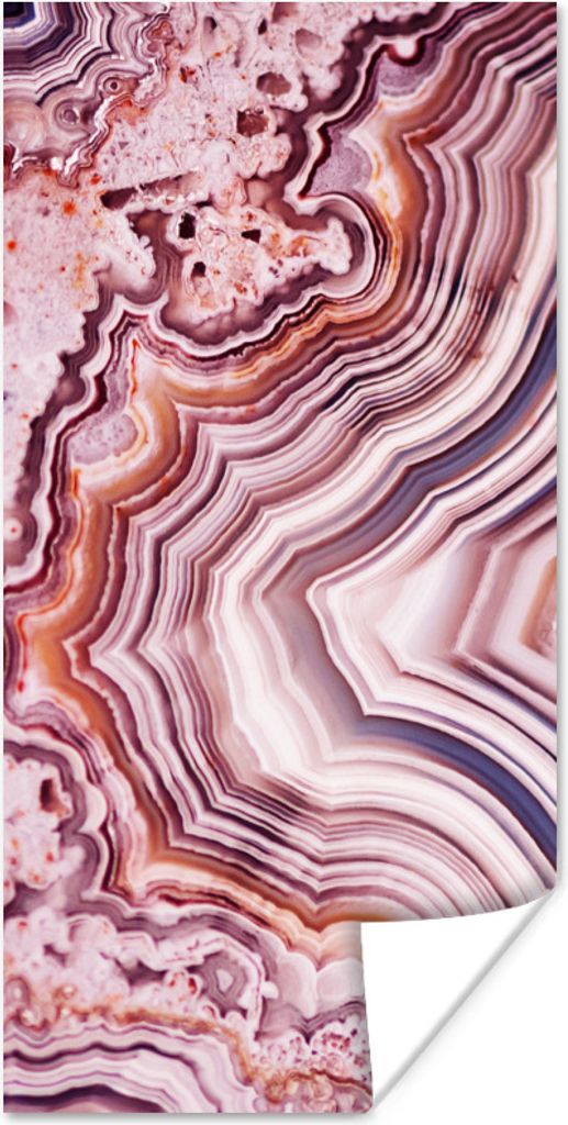 MuchoWow Poster Naturstein - Rosa - Luxus 80x160 cm - Kinderzimmer