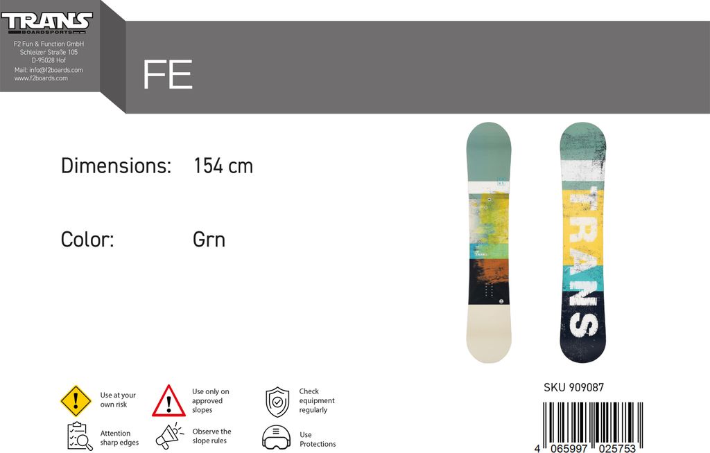 Trans Herren Snowboard FE Freestyle 154 cm Grün 2024/25 Produktbild 2