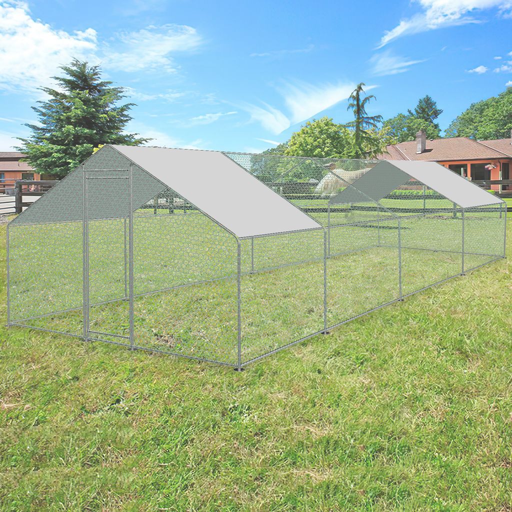 Yakimz Hühnerstall Hühnerhaus 3x8x2m Hühnerhaus verzinktem Hasenkäfig Geflügelstall Käfig Dach