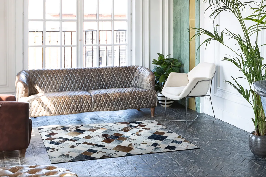Tapis en Peau de Vache Multicolore - 120x170cm, Design Patchwork