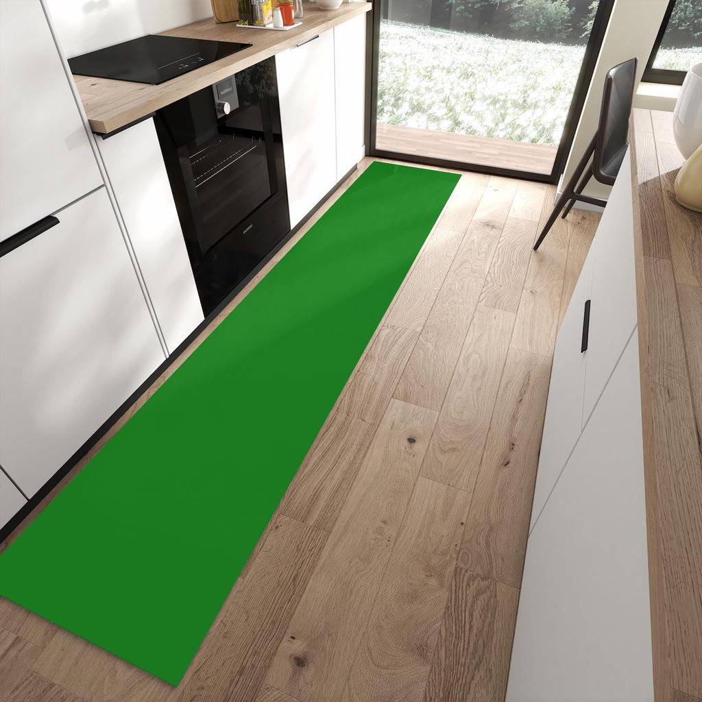 Küchenteppich 60x300cm rutschfest & abwischbar PVC Läufer - Grüner Hintergrund I