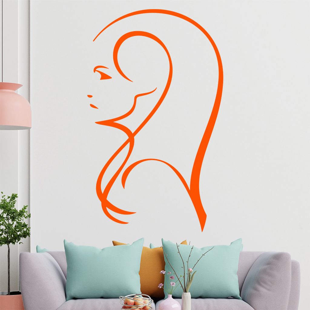 Frau im Profil - Linien Wandtattoo in 6 Größen - Wandaufkleber Wall Sticker - Dekoration, Küche, Wohnzimmer, Schlafzimmer, Badezimmer