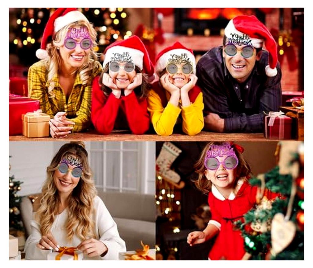 Silvester Dekoration, Glitzernde Partybrillen für das neue Jahr, Lustige Brille für Silvester-Feiern, Zubehör für Silvester-Partys, Foto-Requis...