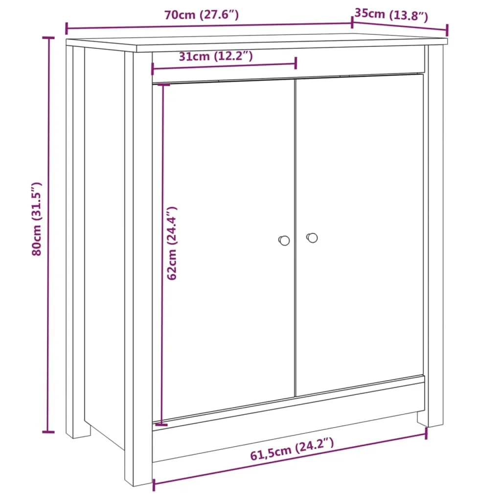 Mobile Credenza Legno Massello Bianco 70 cm - Design Scandinavo Economico - 8