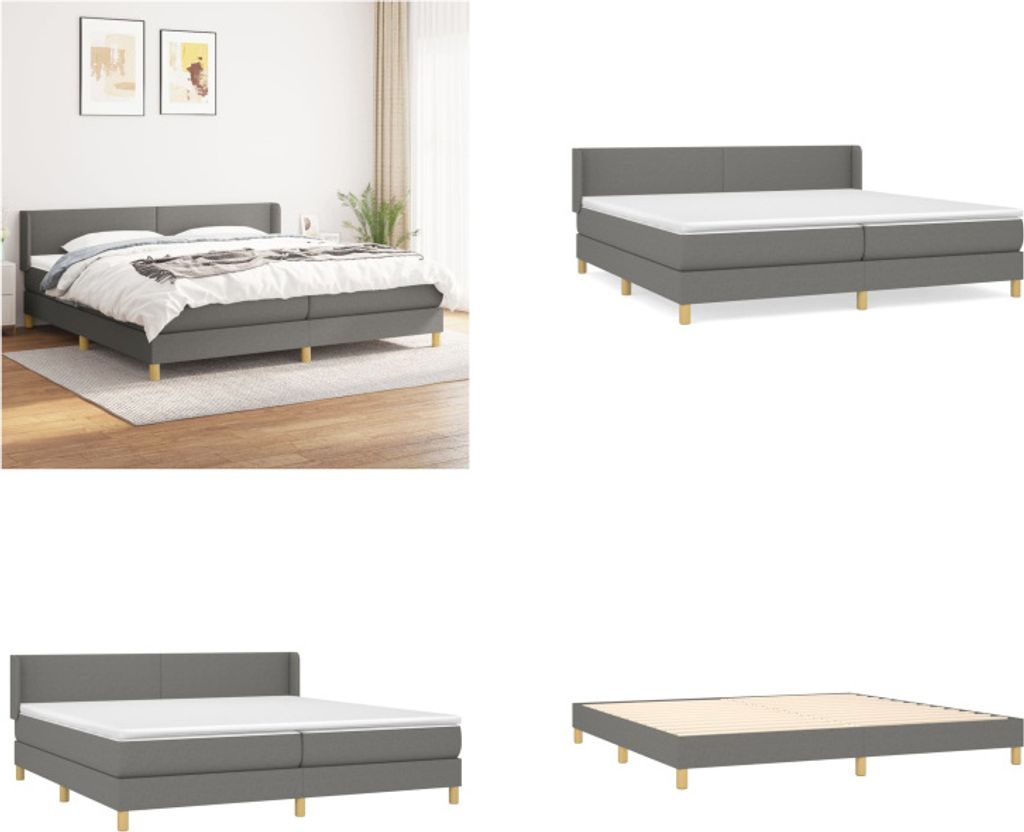 vidaXL Boxspringbett mit Matratze Dunkelgrau 200x200 cm Stoff - Boxspringbett - Boxspringbetten - Bett - Schlafzimmermöbel