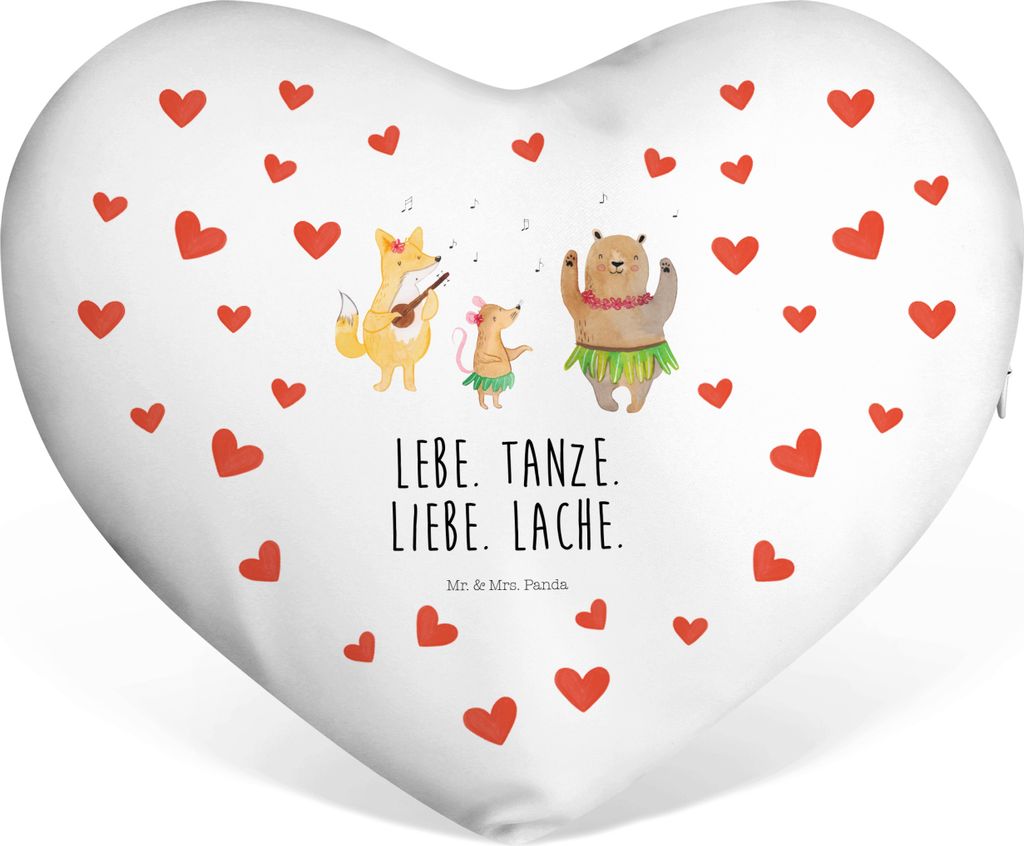Mr. & Mrs. Panda Valentinstags Kissen Waldtiere Aloha - Weiß - Geschenk, Sofakissen, Igel, Wald, Musik, Liebe, dekoartikel, Herzkissen, Dekokissen...