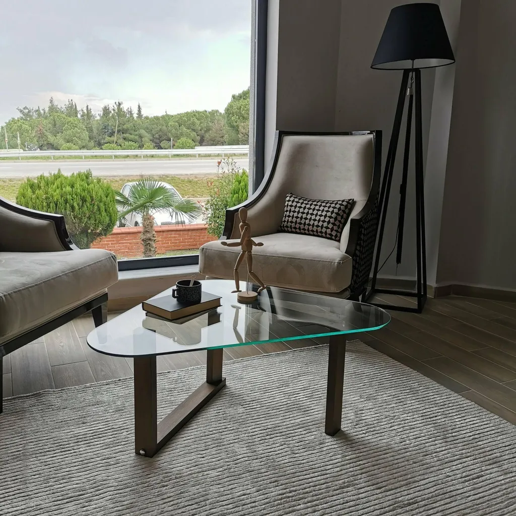Table Basse Design Eufrasia en Bois Noyer Marron pour Salon Moderne - 9