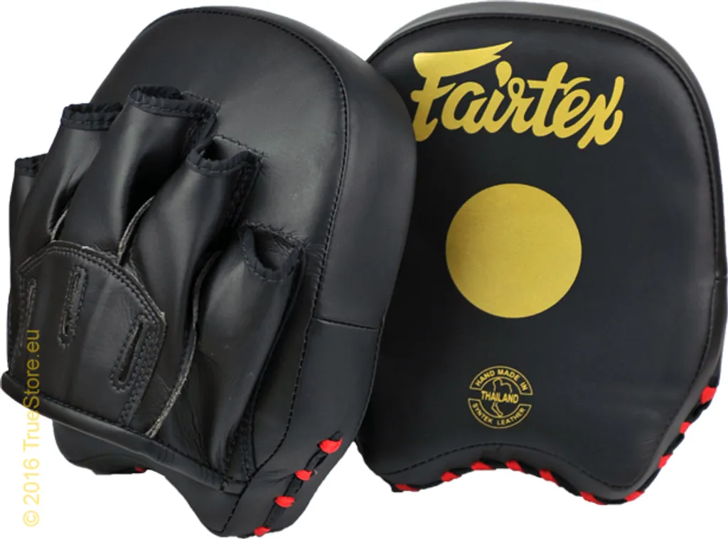 Fairtex FMV14 Focus Mitts en Cuir Noir et Or Design Compact Ultra Léger