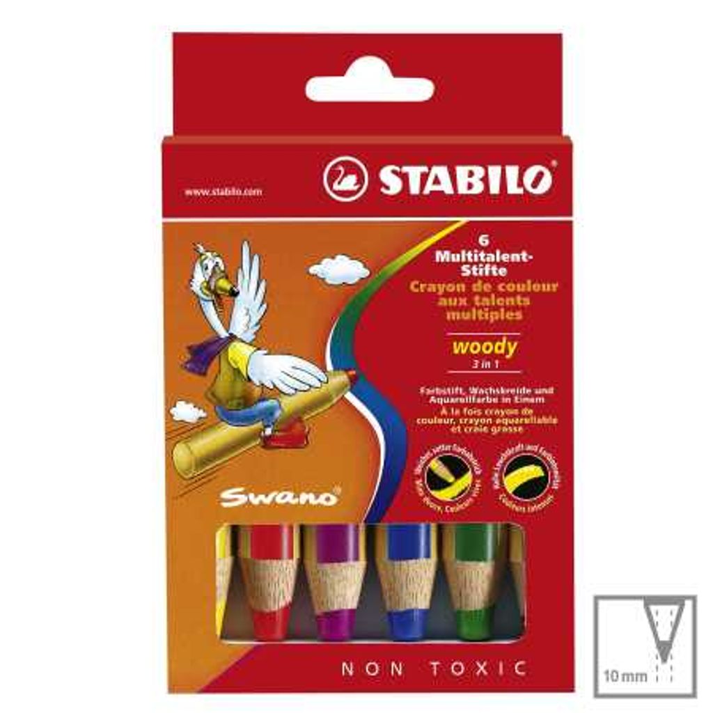 Pastelka, akvarel a voskovka - STABILO woody 3 v 1 - Obrázok produktu 