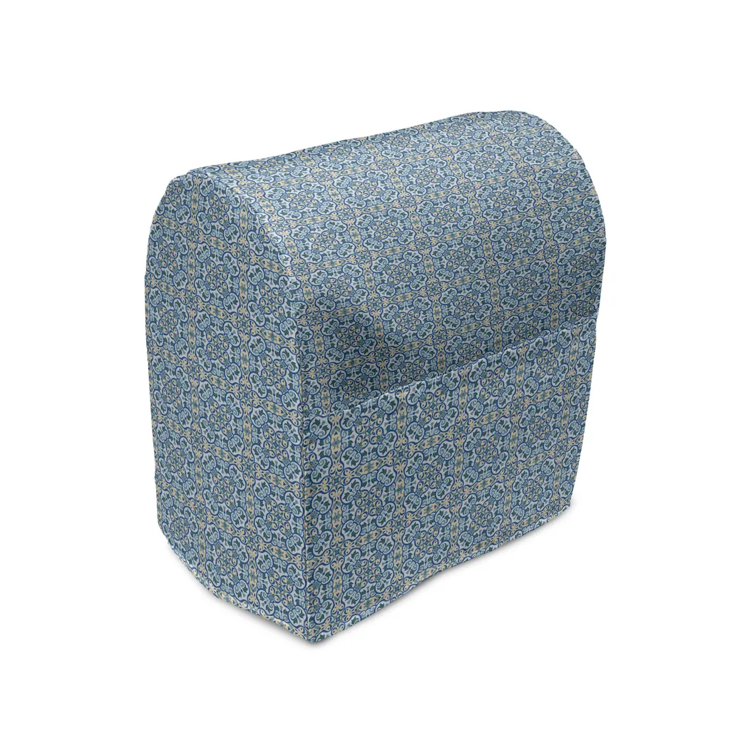 Couvre-mixeur de cuisine avec poches de rangement et motif géométrique