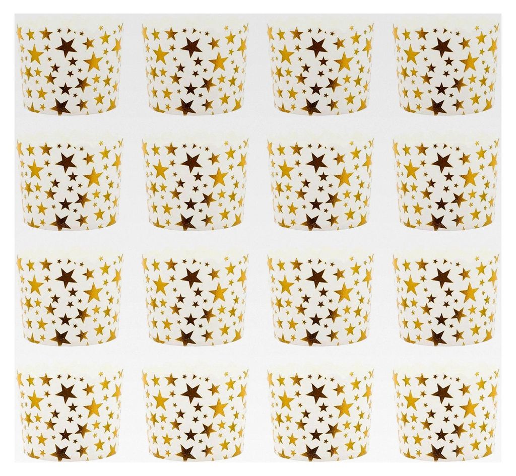 50 Stück Einweg-Papierbackförmchen mit bronziertem Sternmuster, lebensmittelecht und hitzebeständig, für Muffins und Cupcakes bei Geburtstagsfe...