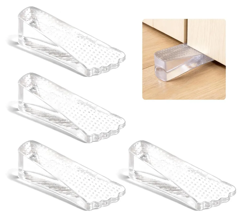 Butoir de porte transparent antidérapant lot de 4 cales multi-sols