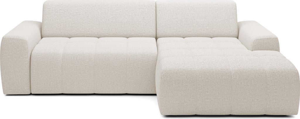 DomoHome Ecksofa Savio Freistehend, Mit Abriebfestem Kansas-Stoff, Maße 265x172x81cm, Ausziehbare Sitzfläche 206x92cm, Rechte Seite, Helles Beige
