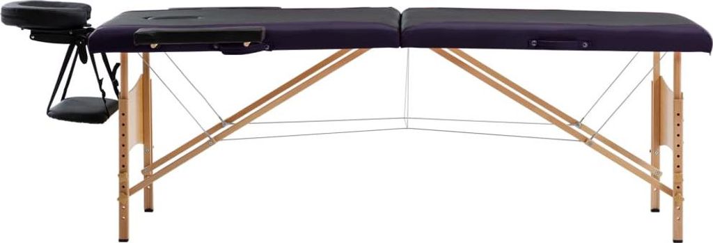 vidaXL Massageliege Klappbar 2-Zonen mit Holzgestell Schwarz