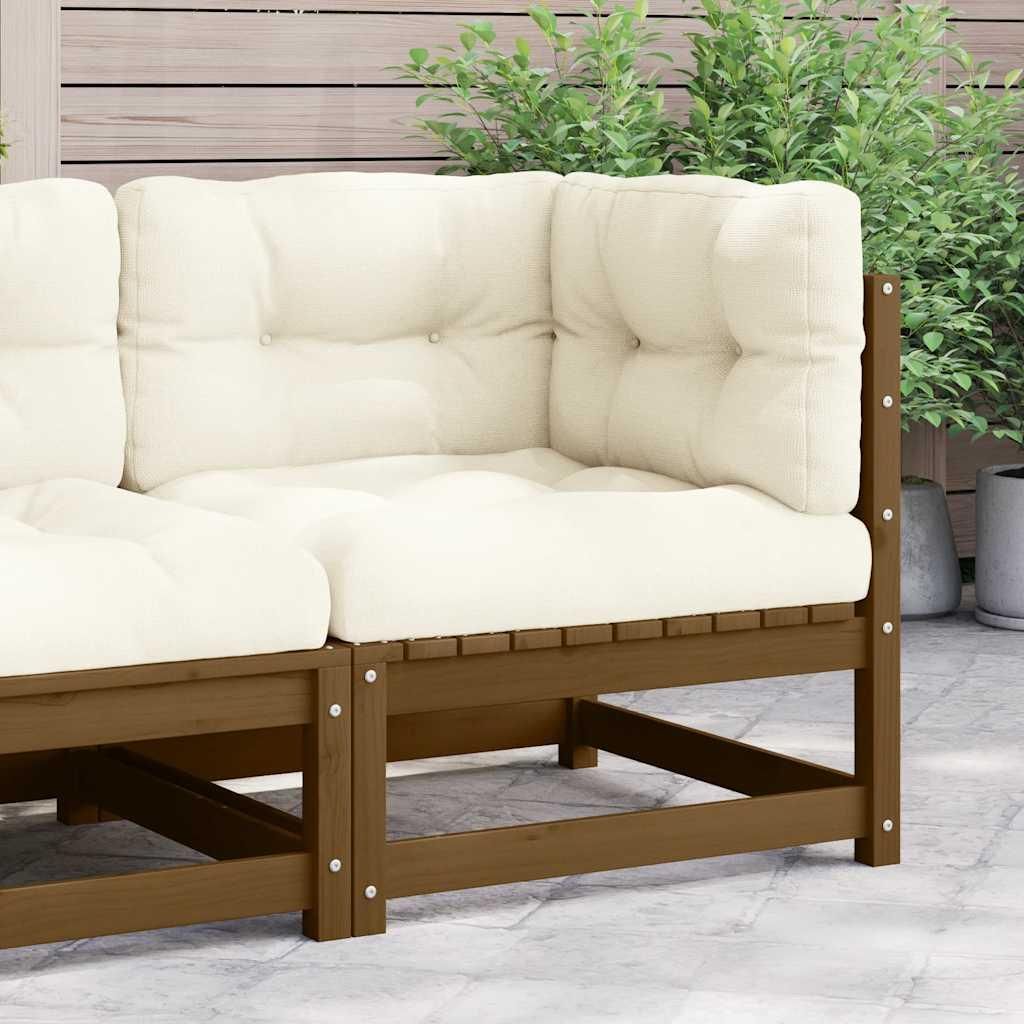 Maison Exclusive - Garten-Ecksofa mit Creme Kissen Massivholz Kiefer