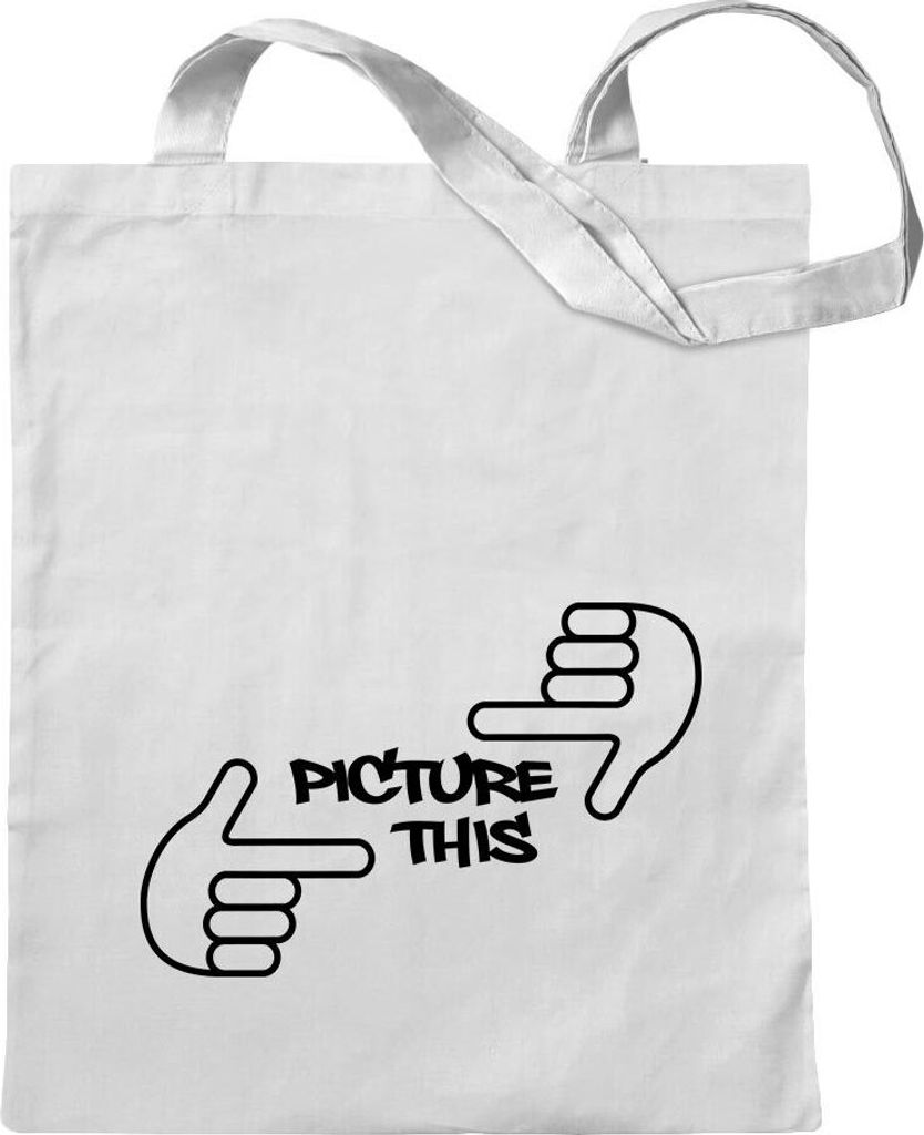 Kiwistar - Baumwolltasche - weiss - Picture This - Tragetasche Stoffbeutel Umhängetasche Langer Henkel
