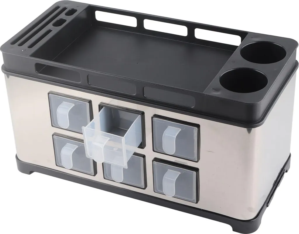 Organisateur de rangement pour comptoir de cuisine en inox brossé Milieu