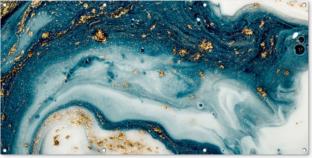 MuchoWow 160x80 cm Outdoor-Poster Gartendeko Sichtschutz Garten Poster für den Garten Marmor - Farbe - Glitter - Gold