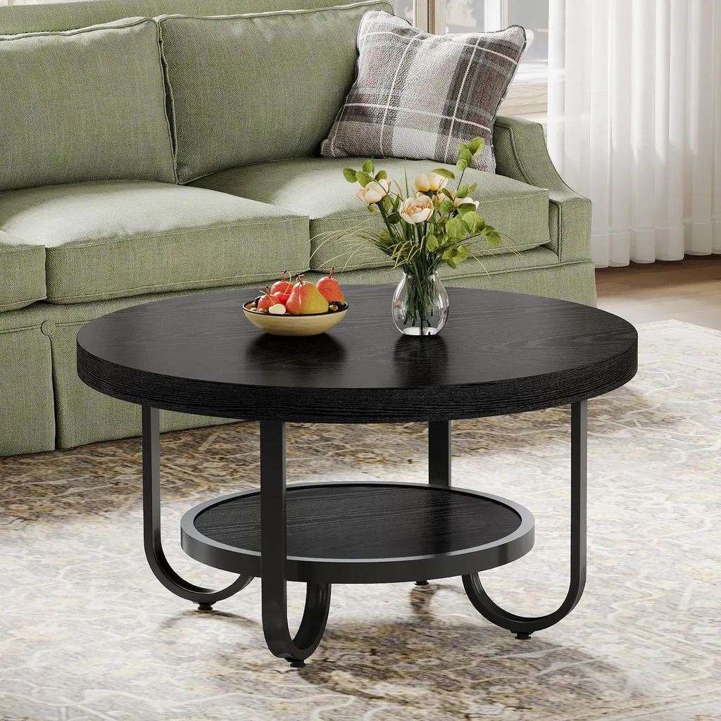 Tribesigns Tavolo Rotondo 79 cm - Complemento Arredo Industriale Nero - 3