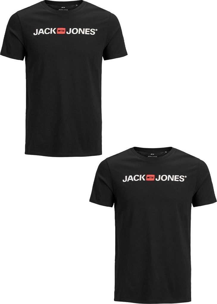 JACK & JONES 2er-SET Herren T-Shirt Kurzarm Plus Size Logo Shirt Größe: XXL