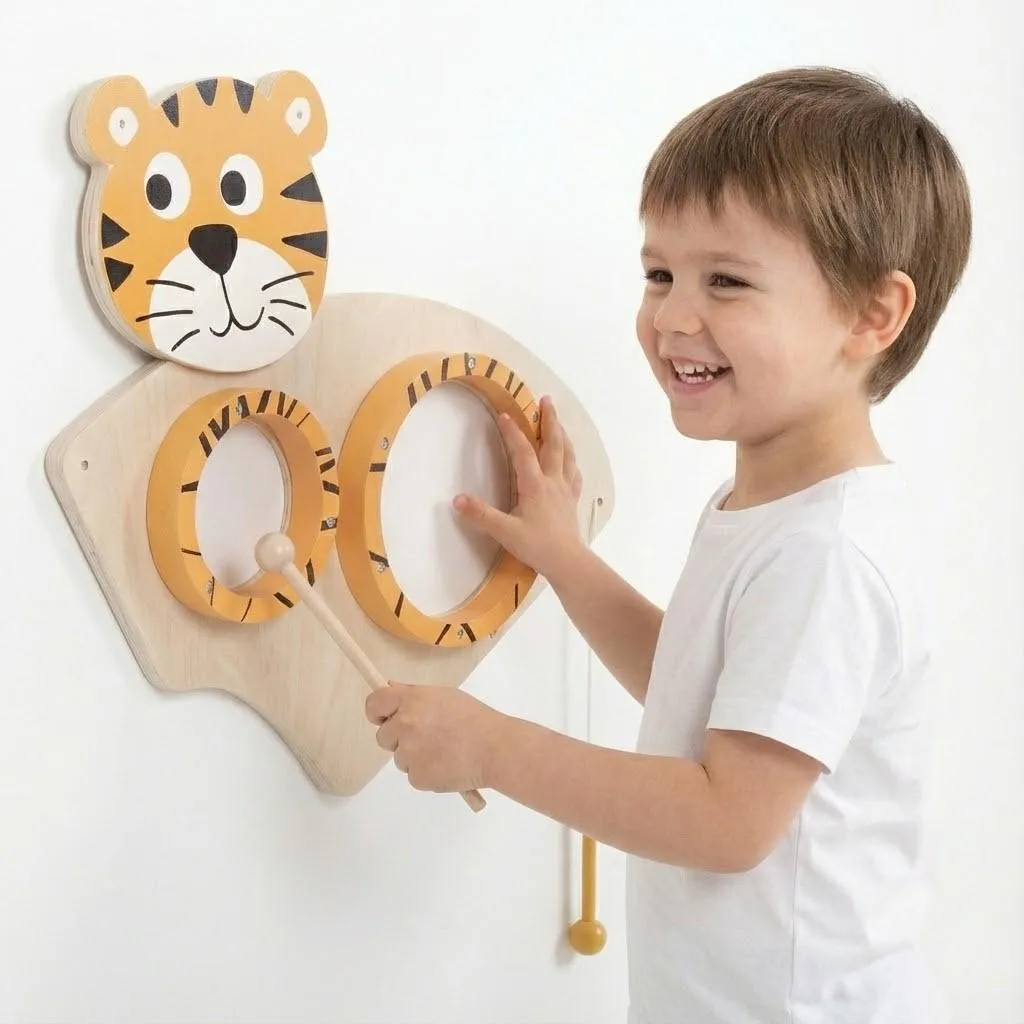 Jouet Mural Musical Tigre : Fini le désordre, place à l'éveil en bois
