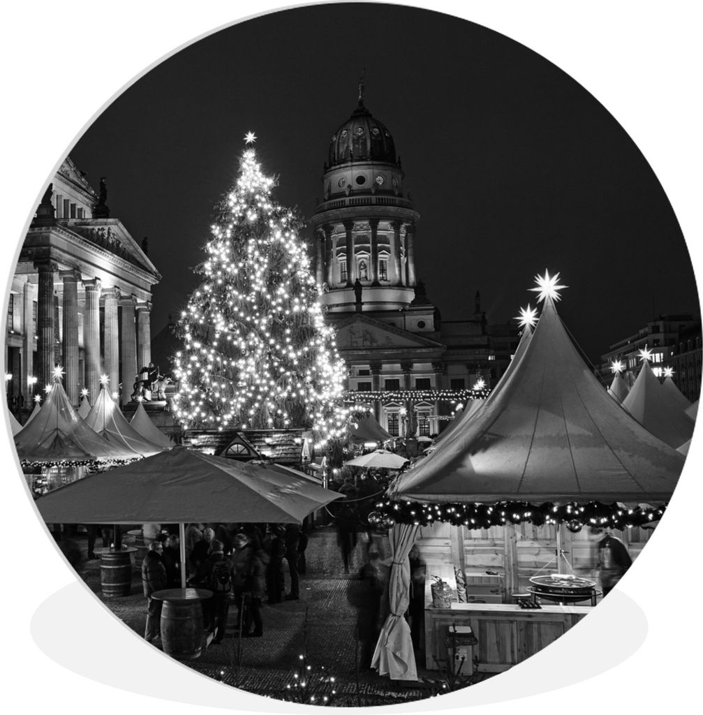 MuchoWow Rundes Wandbild - Runde Bilder Berlin - Weihnachten - Markt Ø 30 cm Kreis Wanddekoration Kunststoff - Wandkreis - Wandschmuck - Schlafz...