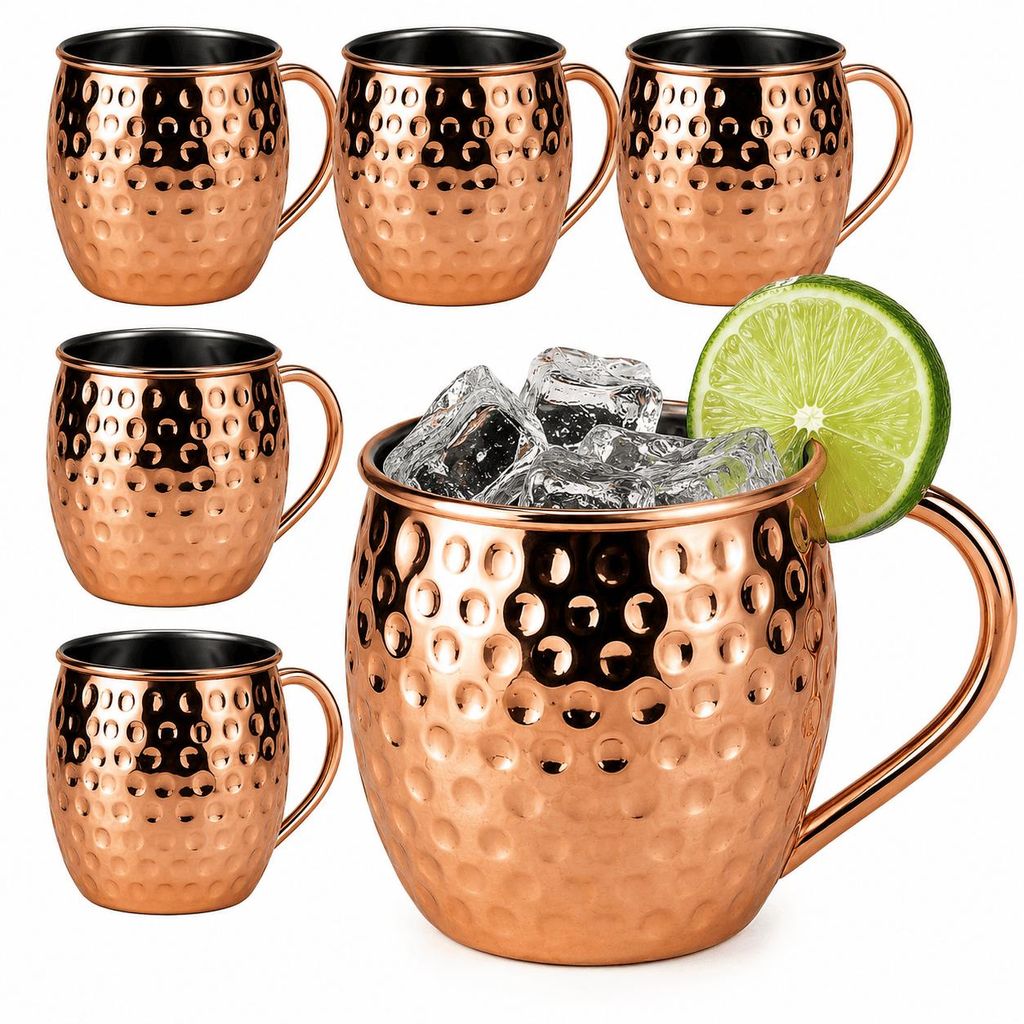 6 Moscow Mule Becher 500ml Kupferfarben Edelstahl Produktbild 