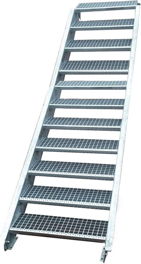 Stahltreppe verzinkt 11 Stufen Geschosshöhe 165-220cm / Stufenmaße 150 cm x 24 cm