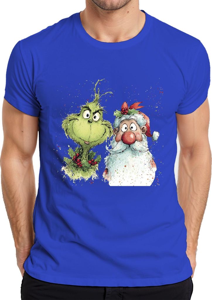 Grinch Weihnachtsmann lustig Weihnachten Geschenk Vintage Herren T-Shirt, Blau, M