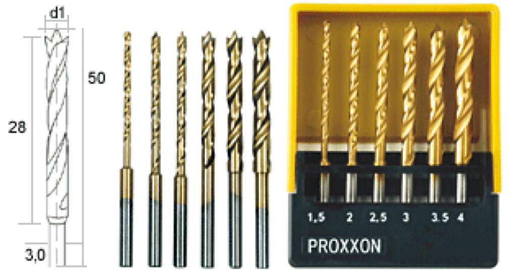 Proxxon 28876 HSS-Spiralbohrersatz mit Zentrierspitze 1,5 - Image du produit 