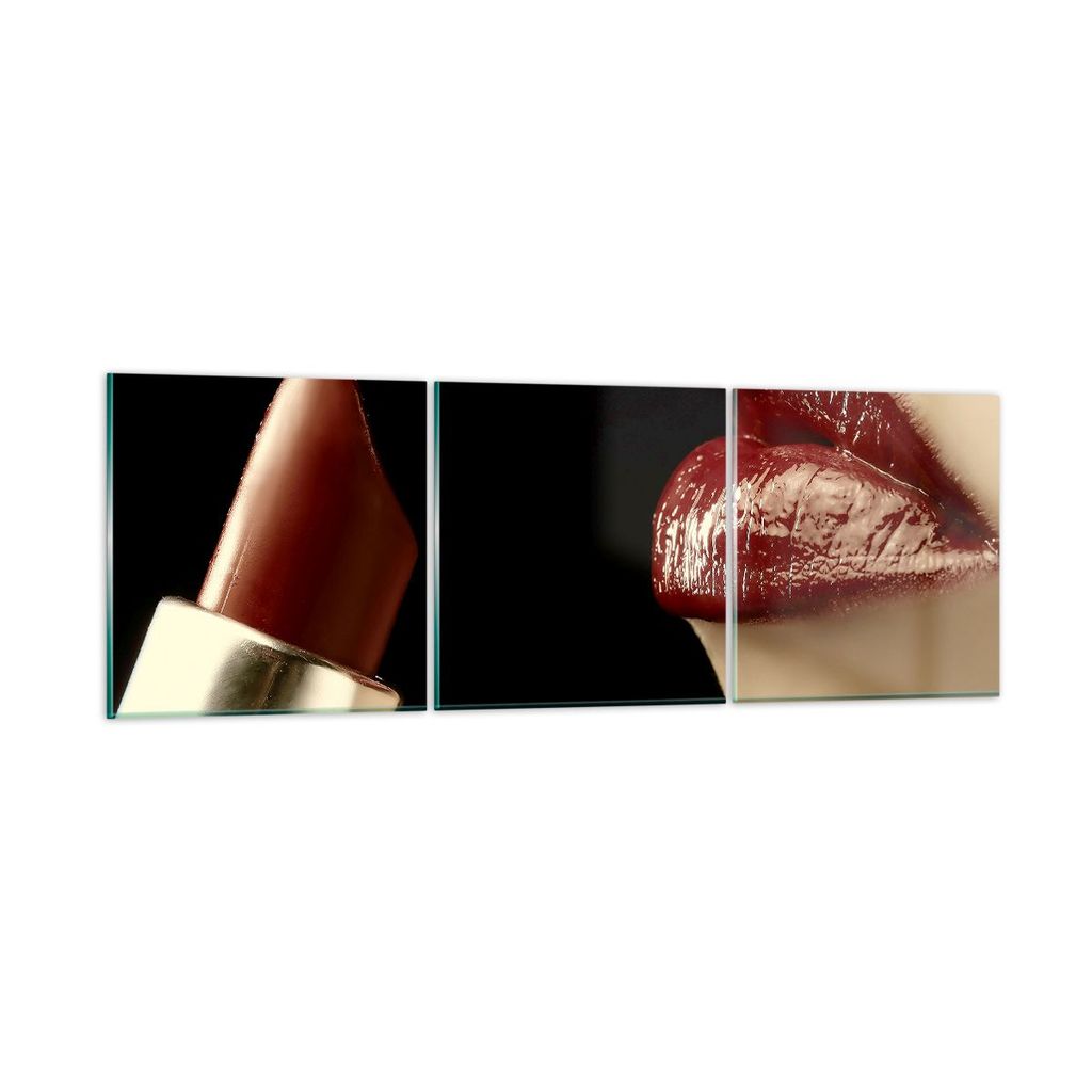 Bilder auf glas - Frau rote Lippen Lippenstift Gesicht - 90x30cm - Glasbilder - Wandbilder - Kunstdruck - Wanddekoration aus Glas - Glas Bilder - W...