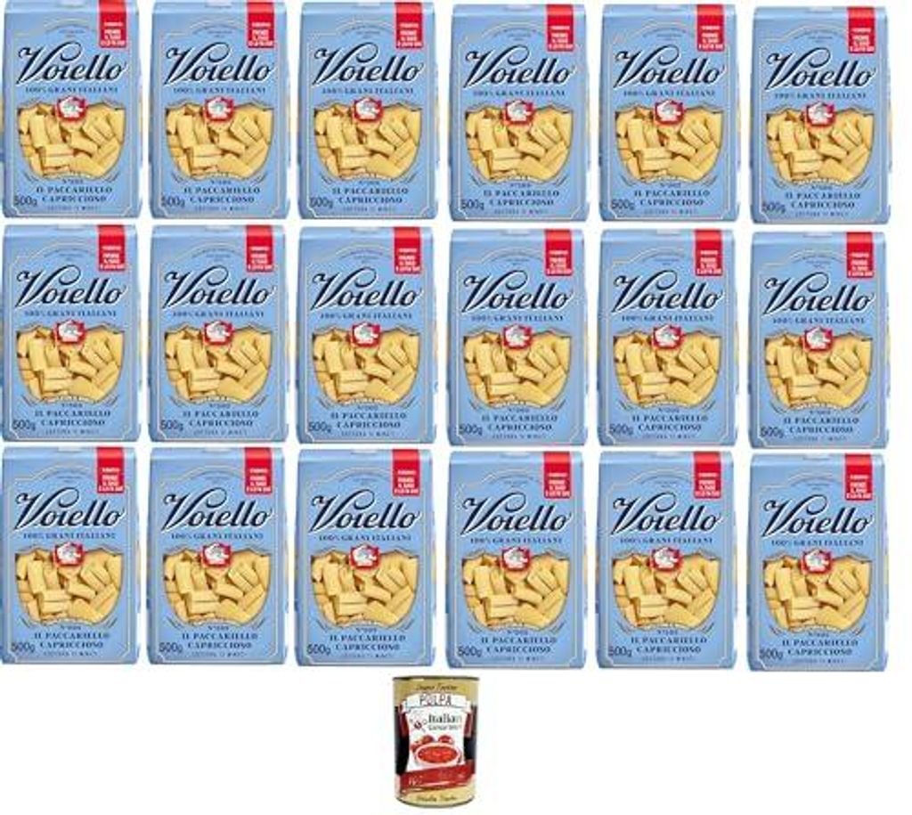 Voiello Il Paccariello Capriccioso Nr. 202 – 100% Italienischer Weizen, Bronzegezogen, Premium Pasta aus Gragnano, 18x500 g+ Italian Gourmet polp...