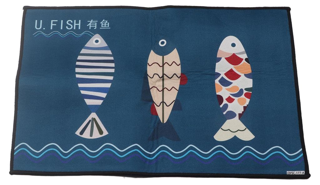 Bodenmatte verhindert Verrutschen, tragbar, bequem, niedliches Muster, Küchenunterlage für Wohnzimmer, Badezimmer, Tür, Fisch, 40 x 60 cm