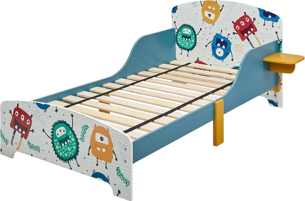 GINGER HOME Lit Enfant 140x70 cm MONSTER en Bois avec Garde-Corps