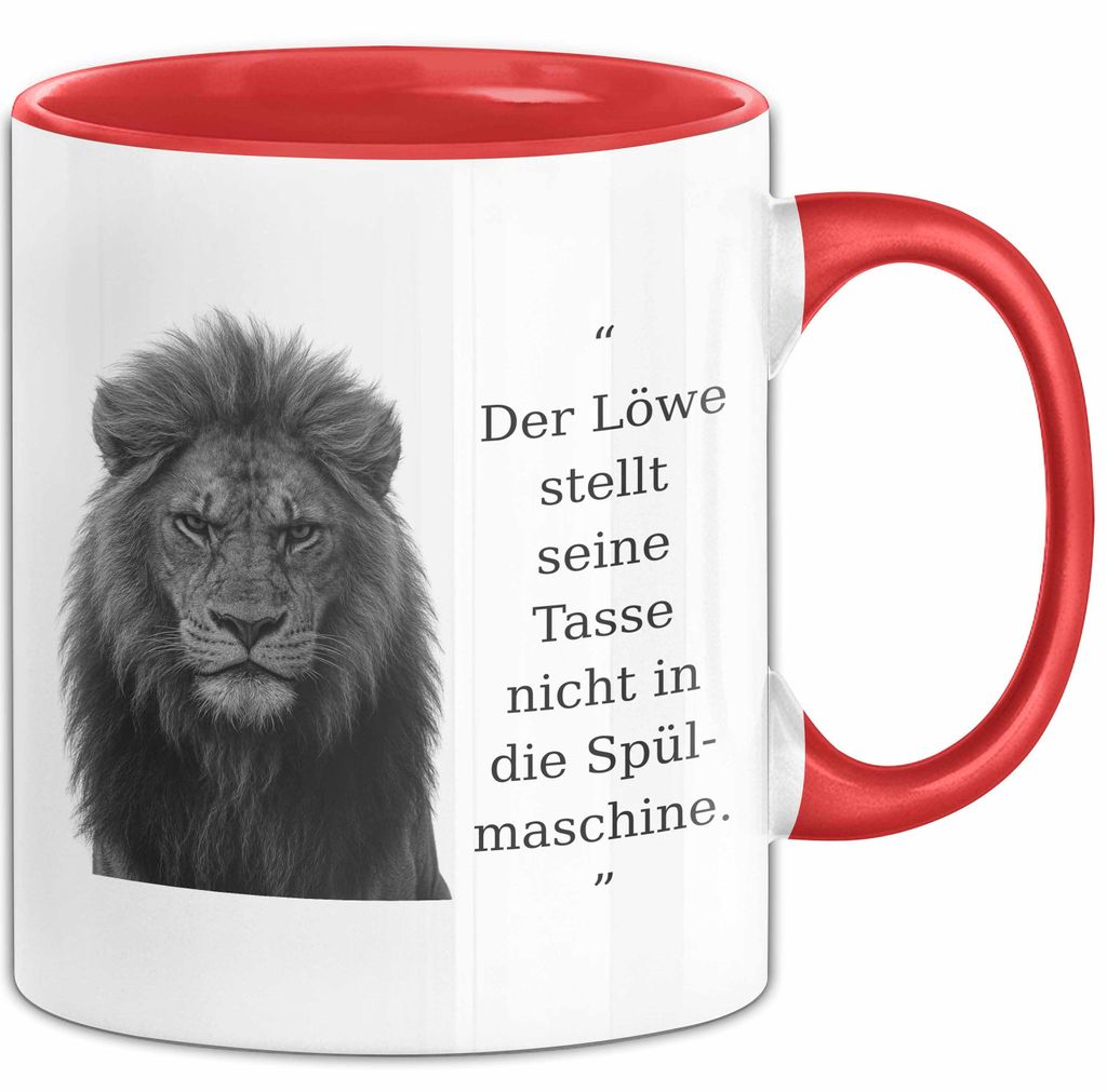 Der Löwe Stellt Seine Tasse Nicht In Die Spülmaschine Büro Becher Geschenk Lustig (Rot)