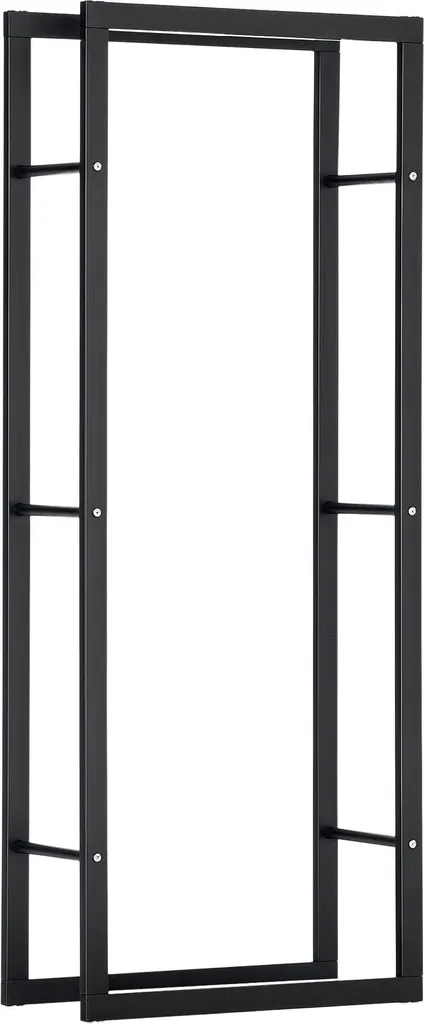 Range-bûches 150 cm en métal noir haute capacité 100 kg intérieur chic