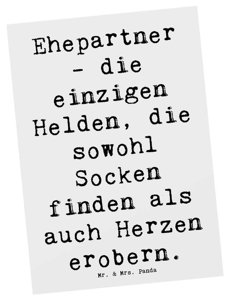 Mr. & Mrs. Panda Postkarte Spruch Ehepartner Helden - Weiß Produktbild 