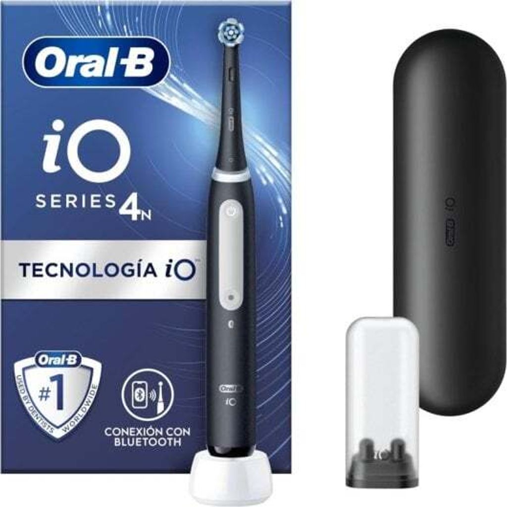Oral-B iO 4N Elektrische Zahnbürste 4 Modi Oszillierender Drucksensor 1 Bürstenkopf und Reiseetui Schwarz