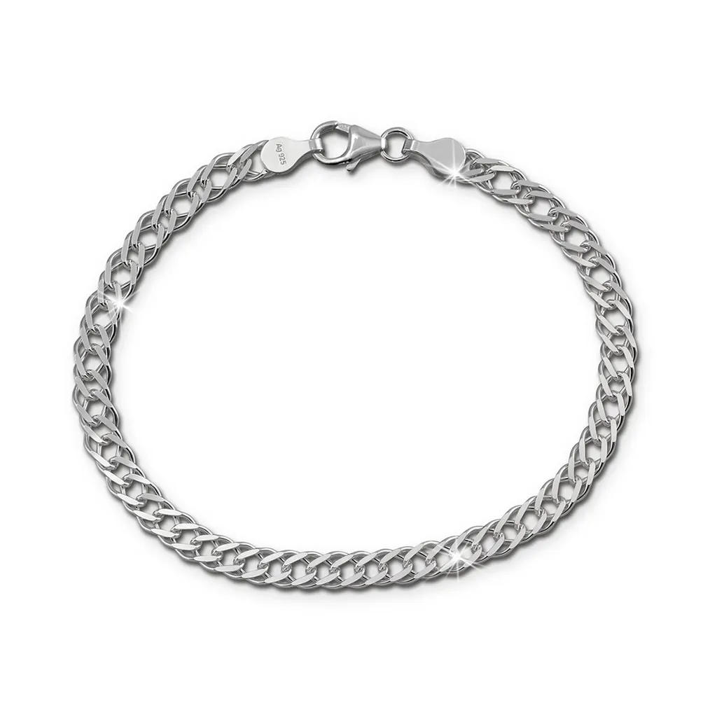 Bracelet en argent 925 poli maille armure SilberDream 19cm haute brillance